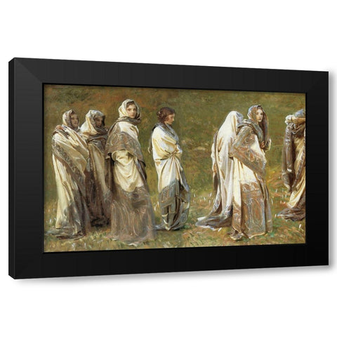 Cashmere 1908 Black Modern Wood Framed Art Print with Double Matting by Sargent, John Singer