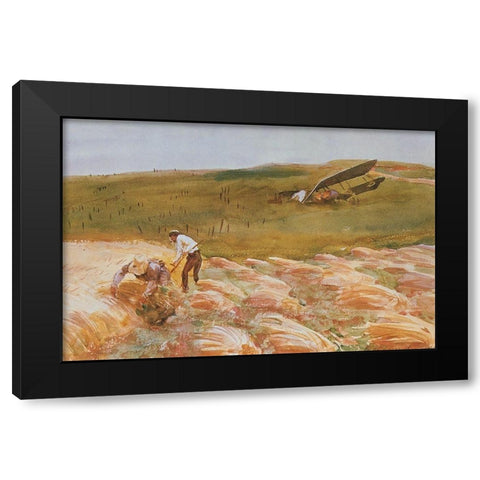 Crashed Aeroplane 1918 Black Modern Wood Framed Art Print by Sargent, John Singer