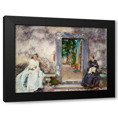 Doorway - the Garden Wall Black Modern Wood Framed Art Print with Double Matting by Sargent, John Singer