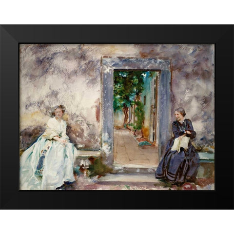Doorway - the Garden Wall Black Modern Wood Framed Art Print by Sargent, John Singer