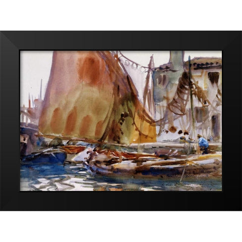 Drying Sails, 1902-04 Black Modern Wood Framed Art Print by Sargent, John Singer