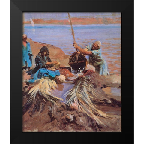 Egyptians Raising Water from Nile, 1890 Black Modern Wood Framed Art Print by Sargent, John Singer