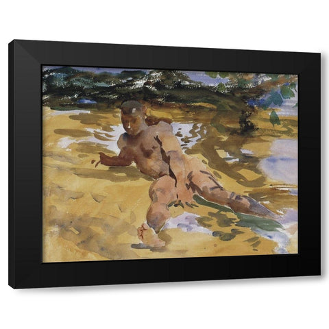 Figure on a Beach, Florida, 1917 Black Modern Wood Framed Art Print by Sargent, John Singer