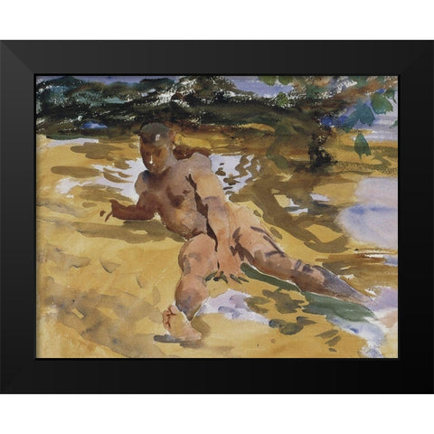 Figure on a Beach, Florida, 1917 Black Modern Wood Framed Art Print by Sargent, John Singer