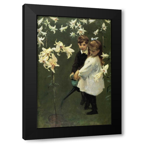 Garden Study of the Vickars Children 1884 Black Modern Wood Framed Art Print by Sargent, John Singer