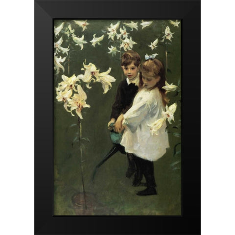 Garden Study of the Vickars Children 1884 Black Modern Wood Framed Art Print by Sargent, John Singer