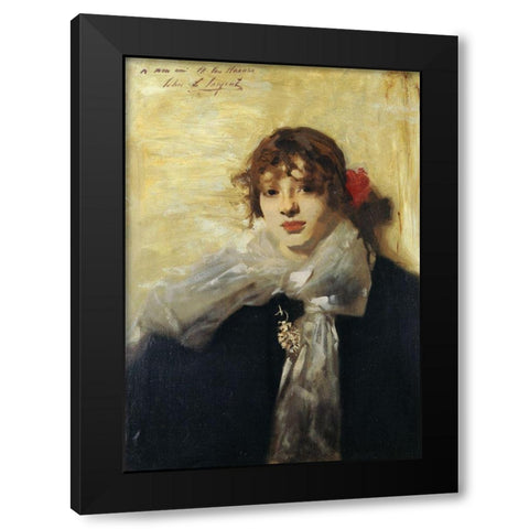 Head of a Young Woman 1880-82 Black Modern Wood Framed Art Print with Double Matting by Sargent, John Singer