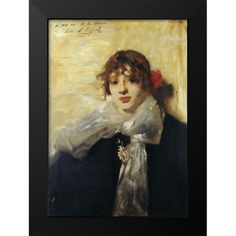 Head of a Young Woman 1880-82 Black Modern Wood Framed Art Print by Sargent, John Singer
