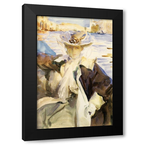 Jane De Glehn in a Gondola, 1904 Black Modern Wood Framed Art Print by Sargent, John Singer
