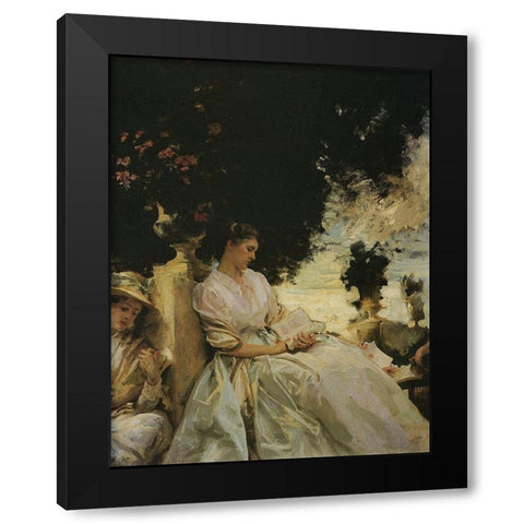 Jane de Glehn in Corfu Black Modern Wood Framed Art Print with Double Matting by Sargent, John Singer