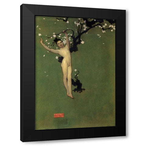 Nude Oriental Youth with Apple Blossom, 1878-79 Black Modern Wood Framed Art Print by Sargent, John Singer