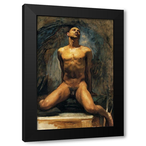 Nude Study of Thomas E. McKeller Black Modern Wood Framed Art Print with Double Matting by Sargent, John Singer