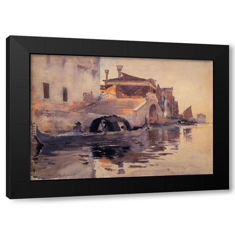 Ponte Panada Fondamenta Nuove, 1880-81 Black Modern Wood Framed Art Print with Double Matting by Sargent, John Singer