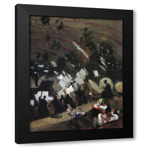 Rehearsal of Pas de Loup Orchestra at Cirque dHiver Black Modern Wood Framed Art Print with Double Matting by Sargent, John Singer