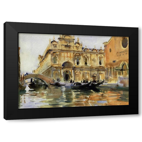 Rio dei Mendicanti, Venice, 1909-13 Black Modern Wood Framed Art Print with Double Matting by Sargent, John Singer