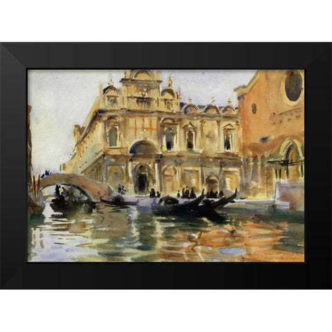 Rio dei Mendicanti, Venice, 1909-13 Black Modern Wood Framed Art Print by Sargent, John Singer