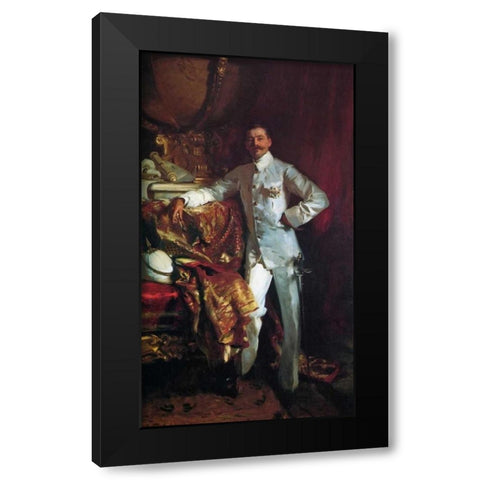 Sir Frank Swettenham Black Modern Wood Framed Art Print with Double Matting by Sargent, John Singer