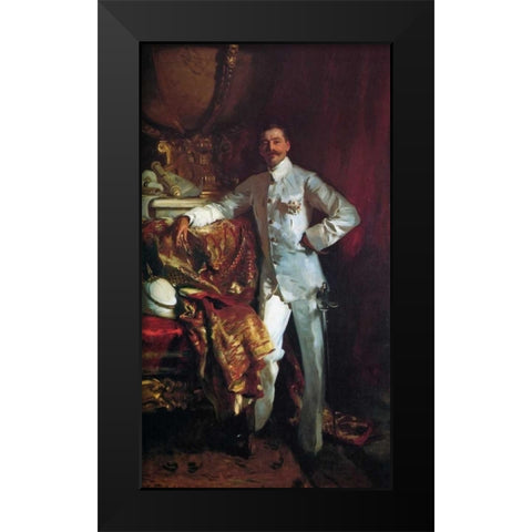 Sir Frank Swettenham Black Modern Wood Framed Art Print by Sargent, John Singer