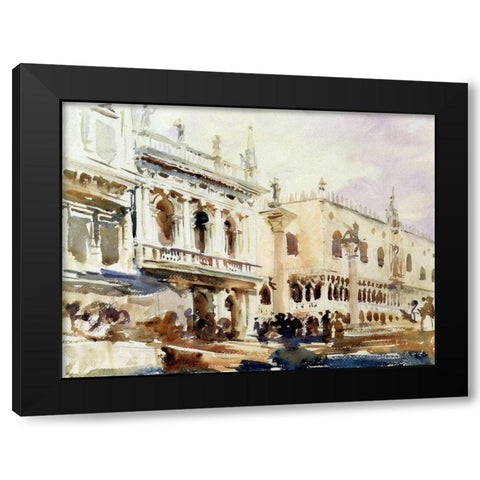 The Piazzetta and the Doges Palace Black Modern Wood Framed Art Print with Double Matting by Sargent, John Singer