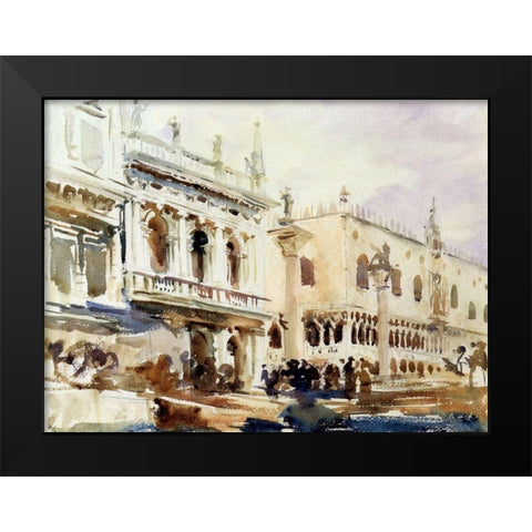 The Piazzetta and the Doges Palace Black Modern Wood Framed Art Print by Sargent, John Singer