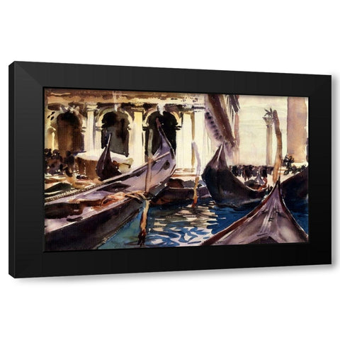 The Piazzetta, Venice, 1904 Black Modern Wood Framed Art Print with Double Matting by Sargent, John Singer
