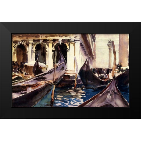The Piazzetta, Venice, 1904 Black Modern Wood Framed Art Print by Sargent, John Singer