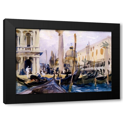 The Piazzetta with Gondolas, 1902-04 Black Modern Wood Framed Art Print by Sargent, John Singer