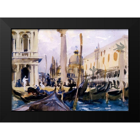 The Piazzetta with Gondolas, 1902-04 Black Modern Wood Framed Art Print by Sargent, John Singer