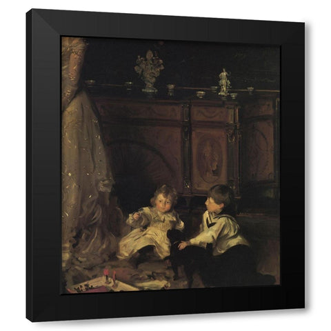 The Sitwell Family (detail) Black Modern Wood Framed Art Print with Double Matting by Sargent, John Singer
