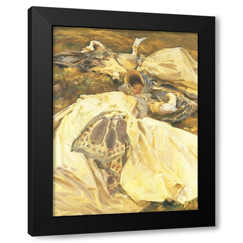 Two Girls in White Dresses Black Modern Wood Framed Art Print with Double Matting by Sargent, John Singer