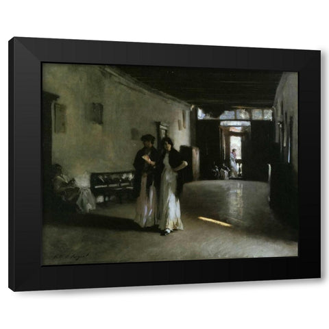 Venetian Interior, 1880 Black Modern Wood Framed Art Print with Double Matting by Sargent, John Singer
