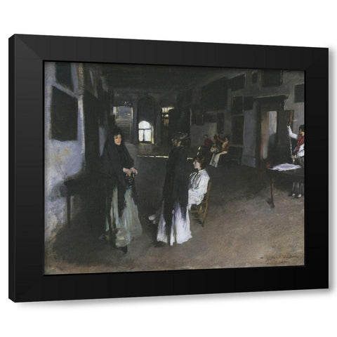 Venetian Interior, 1880 Black Modern Wood Framed Art Print with Double Matting by Sargent, John Singer