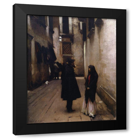 Venetian Street, 1880 Black Modern Wood Framed Art Print with Double Matting by Sargent, John Singer
