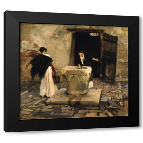 Venetian Water Carriers, ca. 1880-1882 Black Modern Wood Framed Art Print with Double Matting by Sargent, John Singer