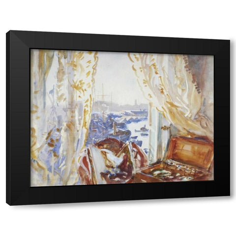 View from a Window, Genoa Black Modern Wood Framed Art Print with Double Matting by Sargent, John Singer