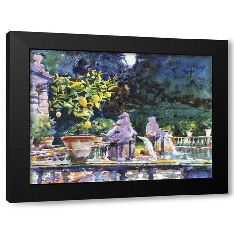 Villa de Marlia: a Fountain, 1910 Black Modern Wood Framed Art Print by Sargent, John Singer