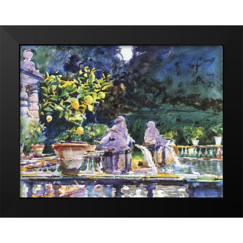 Villa de Marlia: a Fountain, 1910 Black Modern Wood Framed Art Print by Sargent, John Singer