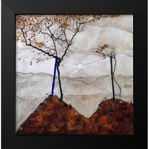 Autumn Sun I Black Modern Wood Framed Art Print by Schiele, Egon