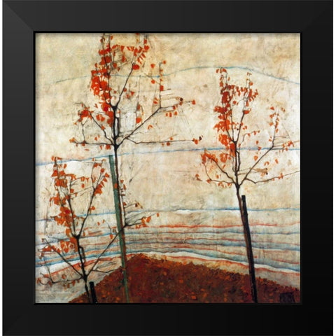 Autumn Trees 1911 Black Modern Wood Framed Art Print by Schiele, Egon