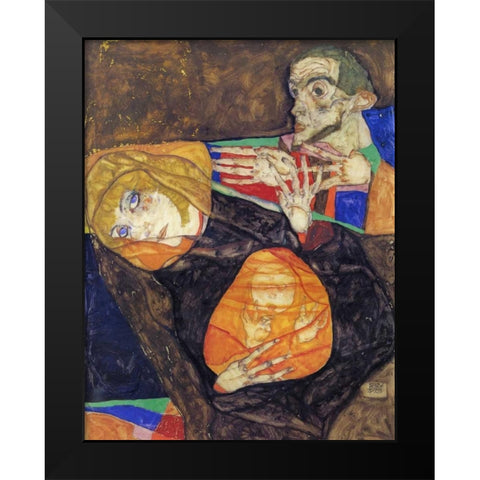 Holy Family Black Modern Wood Framed Art Print by Schiele, Egon