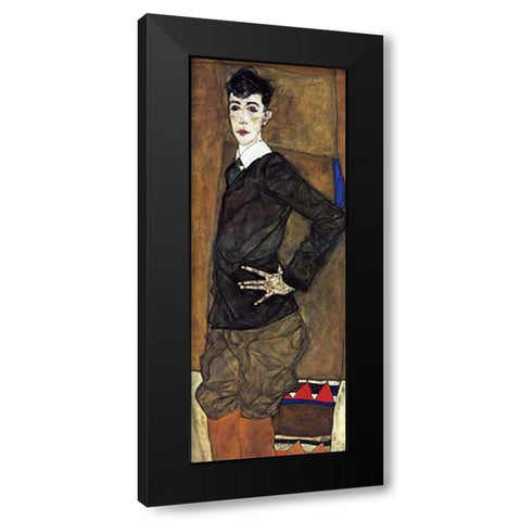 Portrait Of Erich Lederer Black Modern Wood Framed Art Print by Schiele, Egon