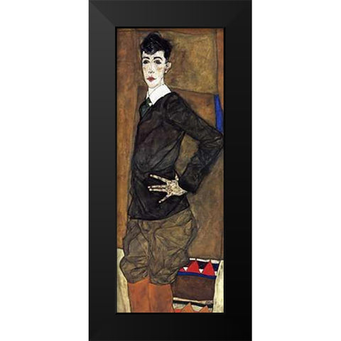 Portrait Of Erich Lederer Black Modern Wood Framed Art Print by Schiele, Egon