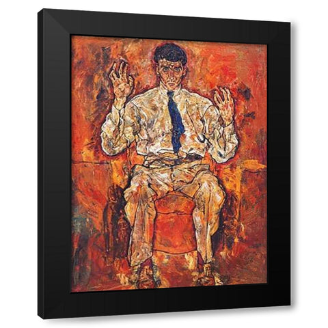 Portrait Of Painter Paris Von Gutersloh Black Modern Wood Framed Art Print by Schiele, Egon