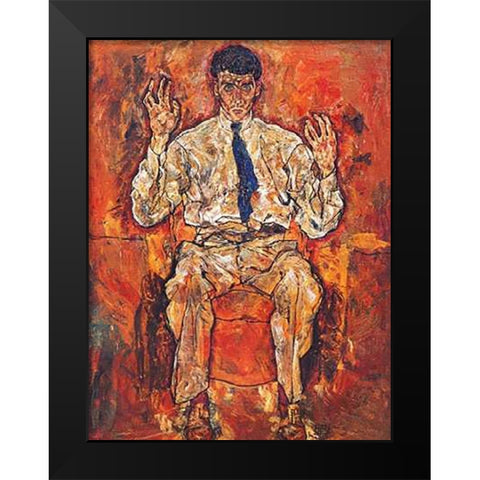 Portrait Of Painter Paris Von Gutersloh Black Modern Wood Framed Art Print by Schiele, Egon