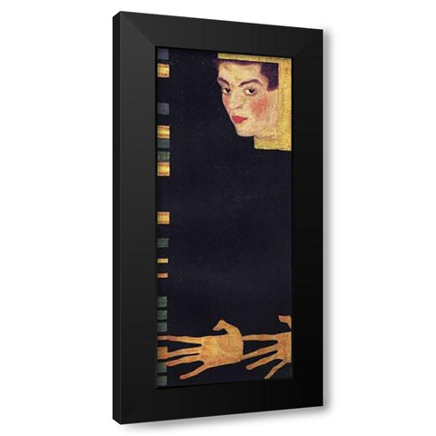 Self Portrait With Spread Fingers Black Modern Wood Framed Art Print with Double Matting by Schiele, Egon
