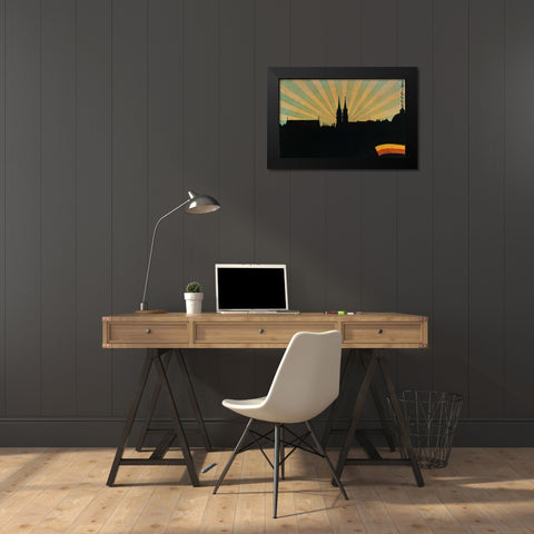 Silhouette Of Klosterneuburg 1906 Black Modern Wood Framed Art Print by Schiele, Egon