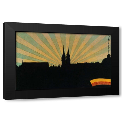 Silhouette Of Klosterneuburg 1906 Black Modern Wood Framed Art Print by Schiele, Egon