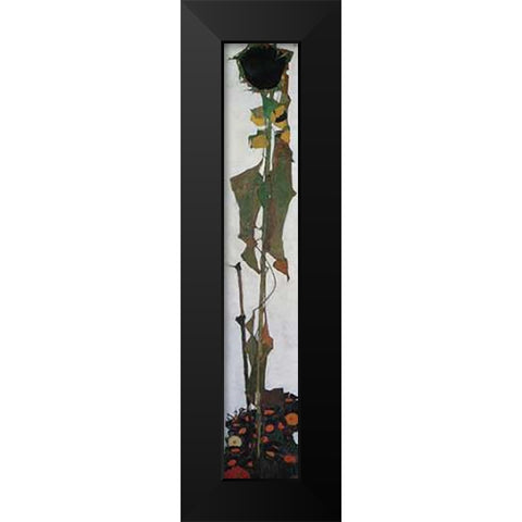 Sunflower II 1909 Black Modern Wood Framed Art Print by Schiele, Egon