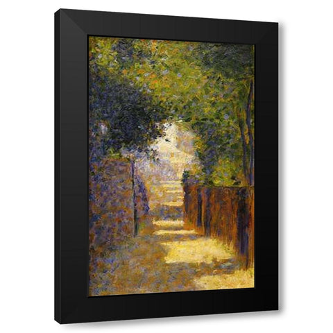 Rue Saint-Vincent Montmarte In Spring Black Modern Wood Framed Art Print by Seurat, Georges