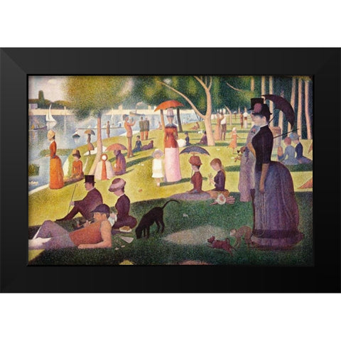 Sunday Afternoon On The Island Of La Grande Jatte Black Modern Wood Framed Art Print by Seurat, Georges